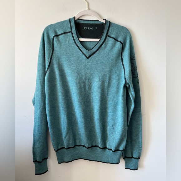 Pringle WOOL V-neck Blue Sweater - Picture 1 of 7